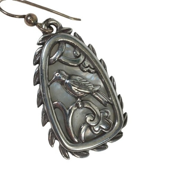 Brighton Bird Earrings MOP Mother of Pearl Drop Dangle Pearlized Silver NEW - Picture 5 of 9